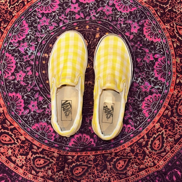Vans Yellow Checkered Slip-On Sneakers - Picture 6 of 9